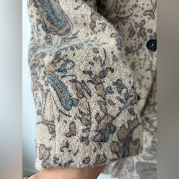 ZARA Long Wool Floral Coat Jacket Cosmic Astrology Zodiac Rose Garden - Picture 6 of 11